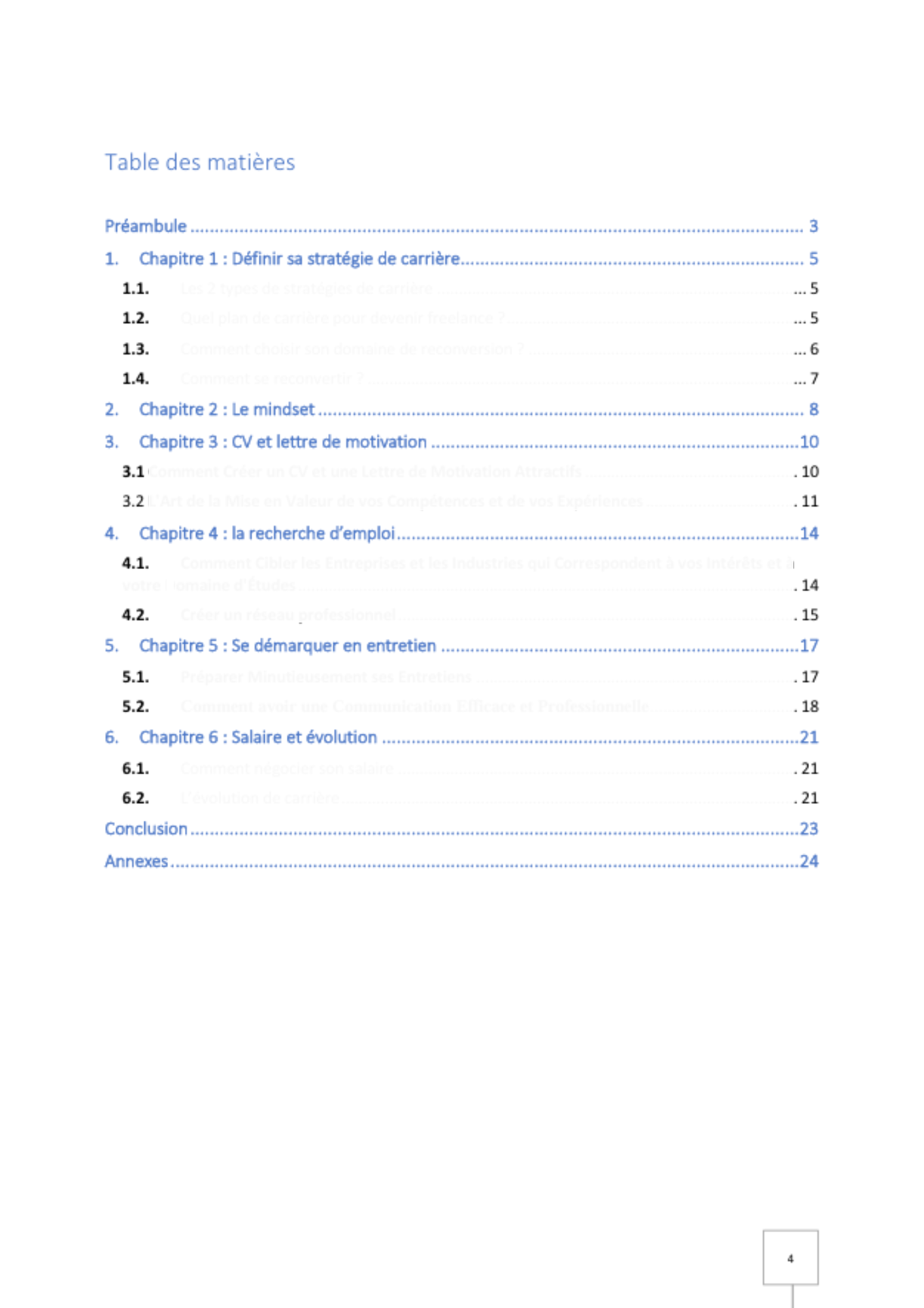 Image de la table des matières